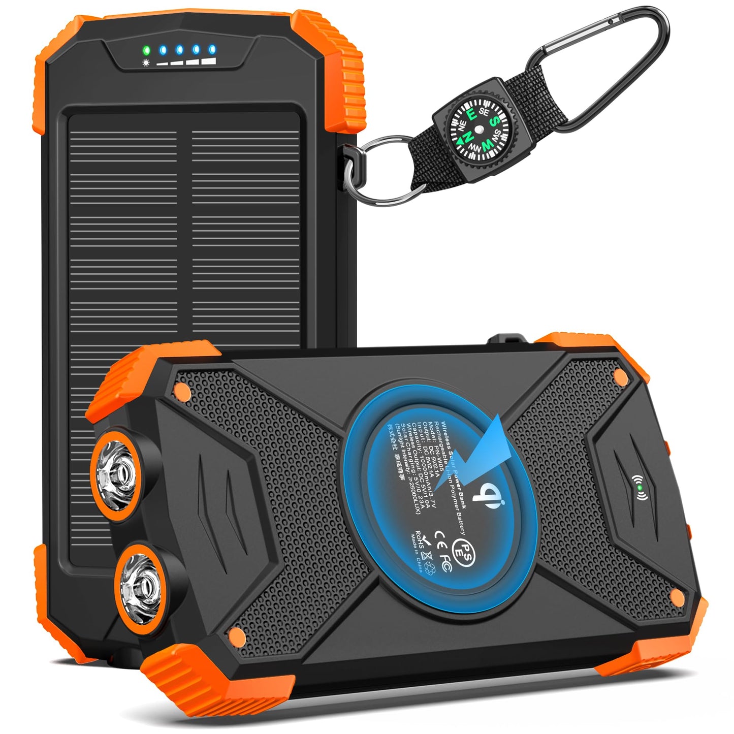 BLAVOR Solar Charger Power Bank 10,000mAh, Portable Wireless Charger