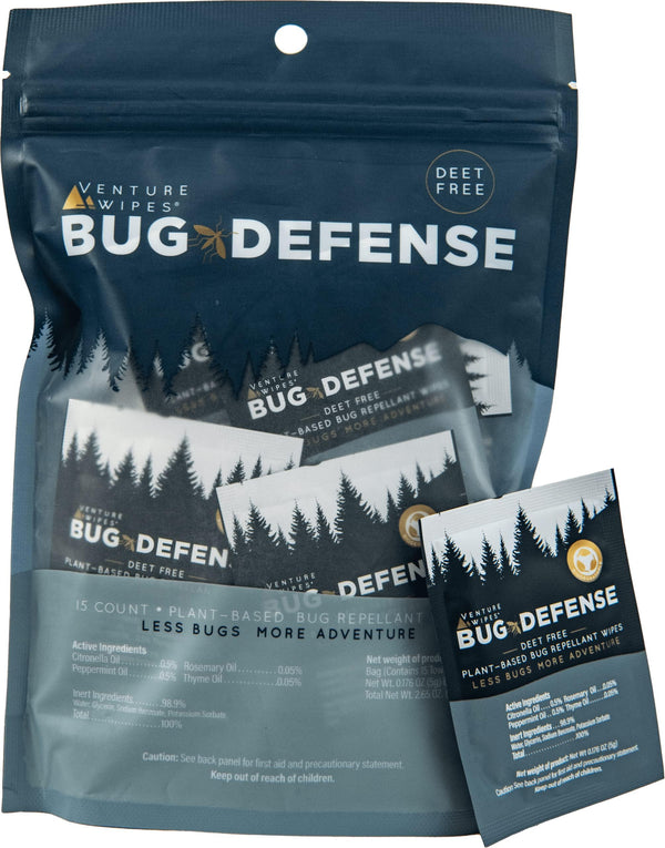 Venture Wipes Natural Mosquito Repellent Wipes - DEET-Free Bug Repellant