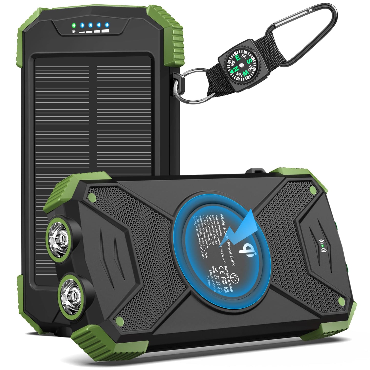 BLAVOR Solar Charger Power Bank 10,000mAh, Portable Wireless Charger