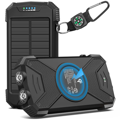BLAVOR Solar Charger Power Bank 10,000mAh, Portable Wireless Charger