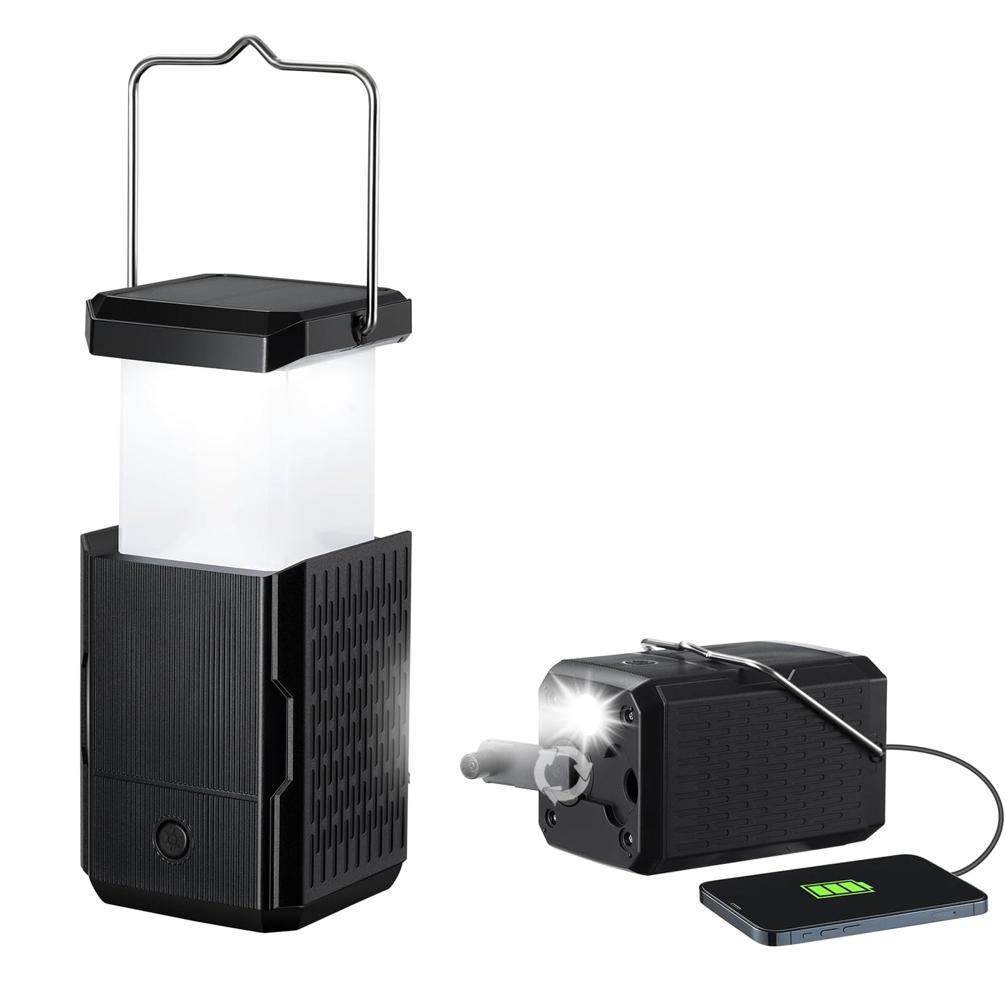 2 Pack Camping Lantern Rechargeable Hand Crank & Solar Camping Lights