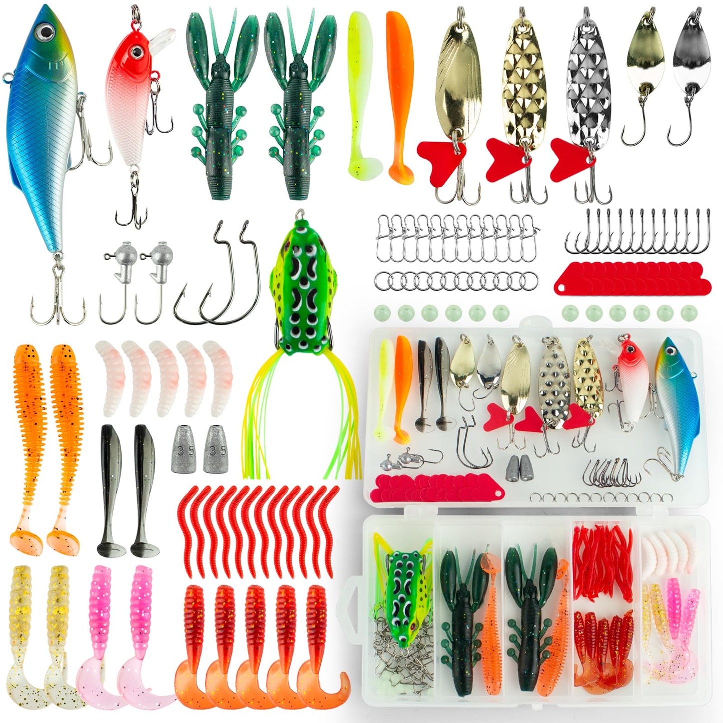 104pcs Fishing Tackle Set: Premium All-Water Column Lure Collection