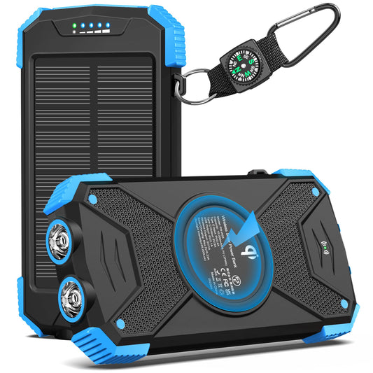 BLAVOR Solar Charger Power Bank 10,000mAh, Portable Wireless Charger