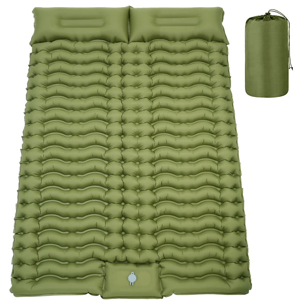 Double Sleeping Pad for Camping 4" Thickness Self Inflating